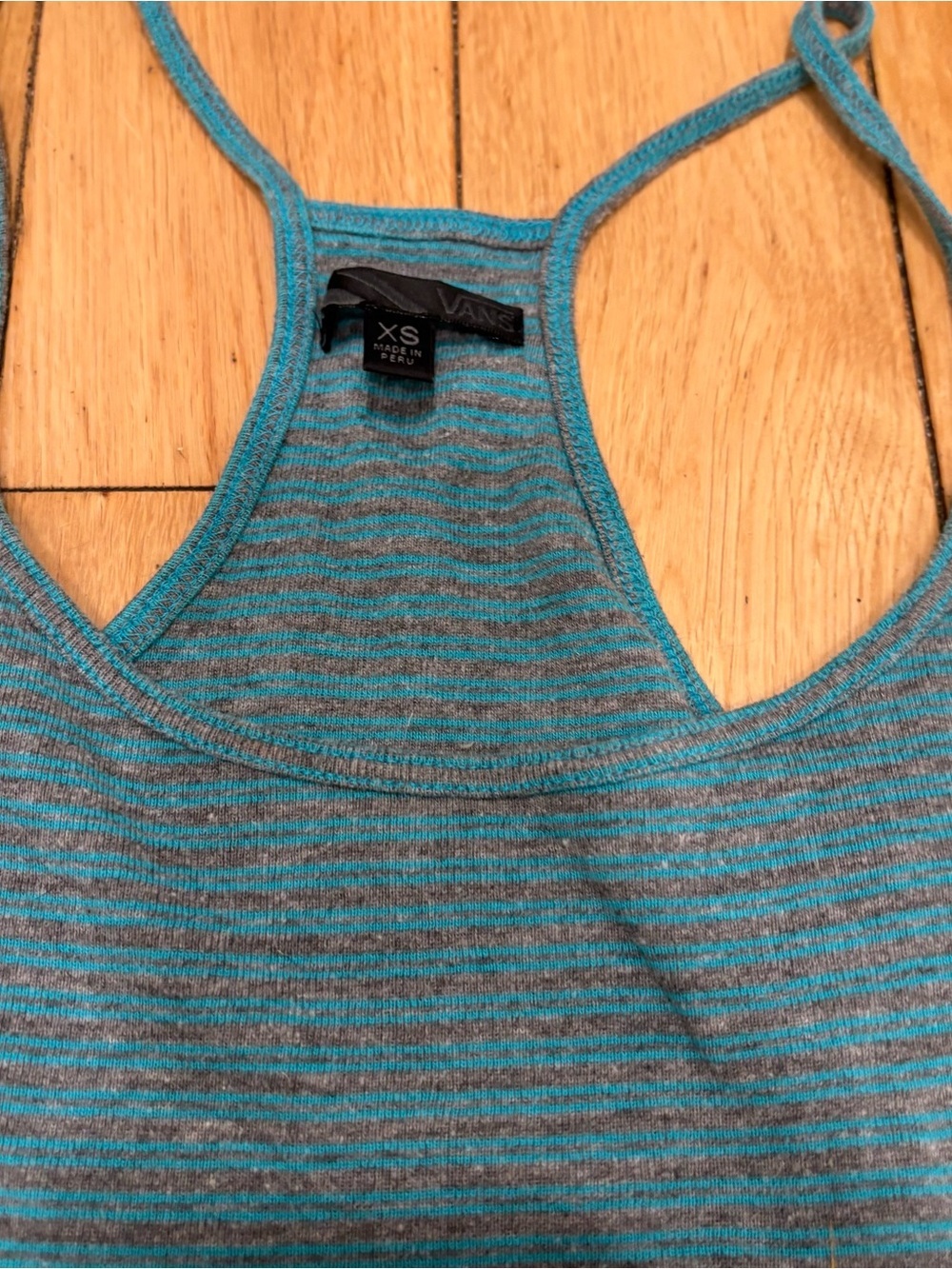 Vans Teal & Gray Striped Racerback Tank Top XS - Picture 2 of 8